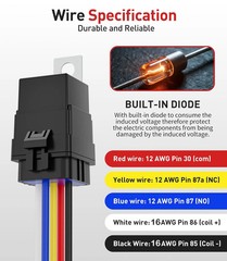 5 Pack 5-Pin Waterproof Relay Kit 40/30 AMP 12V Relay Switch with Harness Heavy