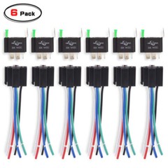 12V Fuse Switch Relay Harness Set 5 Pin Relays 14 AWG SPST Electrical, 6-Pack