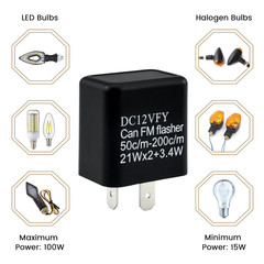 4Pcs DC 12V Black Adjustable Flasher Relay, 2-Pin Electronic Blinker Relay Fix T