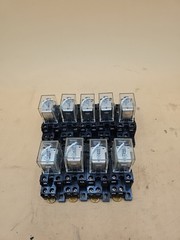 LOT OF 9 Omron LY1 110/120 VAC 15 Amp Relays. 2-M4X12 Base