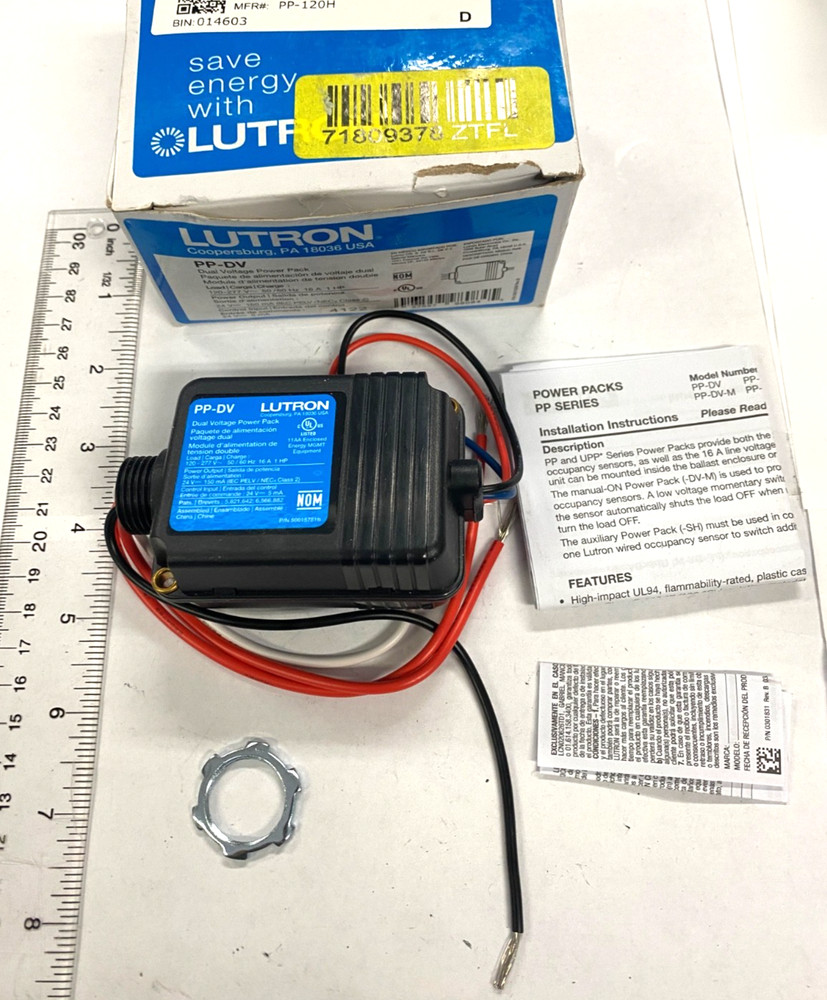 Lutron Dual Voltage Relay Power Pack 120/277V, 15A/20A 50/60Hz PP-DV New