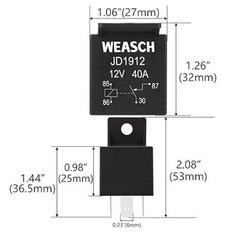 2 Pack Car Relay, 12V 40A, 4 Pin SPST, Switches and Starters, Waterproof Relay f