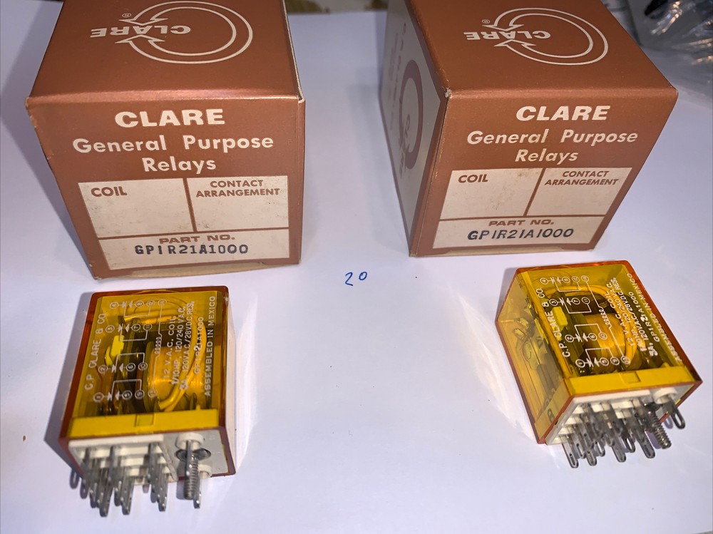 CP Clare & Co GP1R21A1000 Relay 12 VAC Coil 1/HP 120/240 VAC Qty.Of 2 New Relays