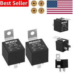 Automotive JD1912 Car Relay 2 Pack 12V 40A 4 Pin SPST Waterproof Motorcycle Boat