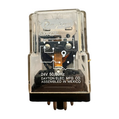 Dayton 5X823E Relay 8-Pin, 24V, 50/60Hz, 10A 250VAC, 1/3HP 120VAC, 1/2HP 250VAC