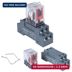 Electromagnetic Power Relay, 8-Pin 10A 12 DC Relay Coil with Socket Base, LED In