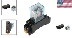 35mm DIN Rail DPDT Power Relay 10A AC 24V Coil Plug-in