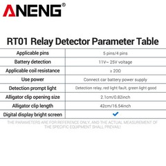 Relay Detector 11-25V ANENG RT01 Digital Universal 4/5 Pins Car Battery Vehicle