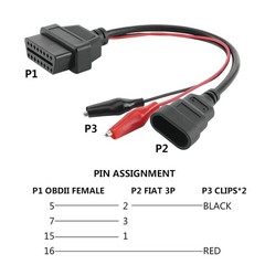 Fiat Alfa Lancia OBD2 Diagnostic Connector 3 to 16 Pin Professional Adapter