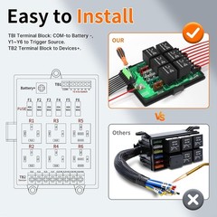 Caja de relés para fusibles de 12 V, panel universal automotriz con relés de 6 v