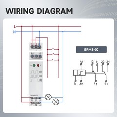 GRM802 Electronic Latching Memory Relay 16A 2SPDT Din Rail AC/DC12V240V