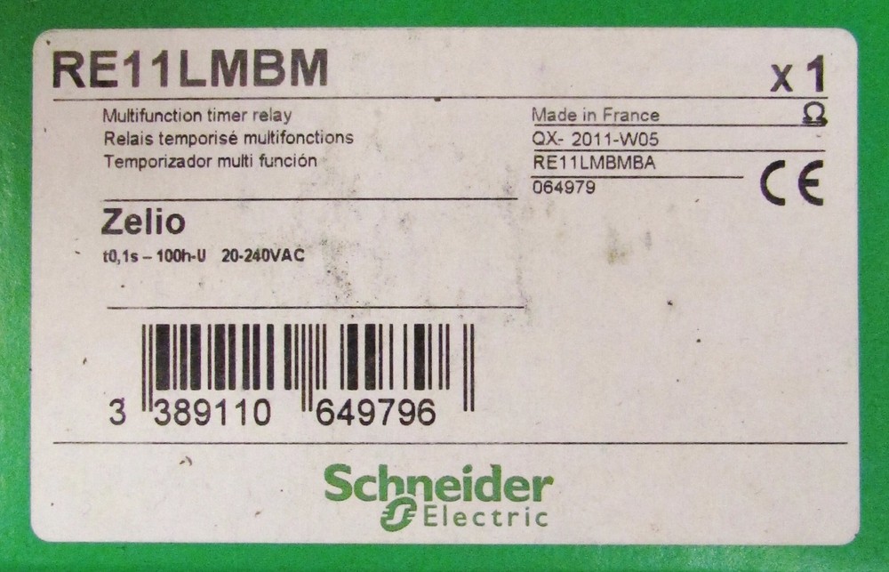 GROUPE SCHNEIDER TELEMECANIQUE ZELIO Timing Relay Timer .1 Sec-100 Hr RE11LMBM