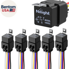 5 Pack Waterproof Relay and Harness 40/30 AMP Heavy Duty 12 AWG Tinned Copper Wi