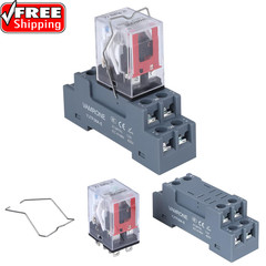2PCS Electromagnetic Power Relay, 8-Pin 10A 110/120 AC Relay Coil with Socket Ba
