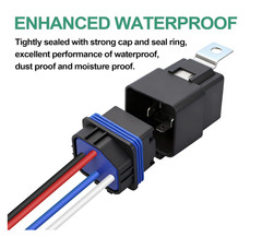 Waterproof Automotive Relay Kit 12V 40A 4 Pin SPST Heavy Duty 14 AWG Copper