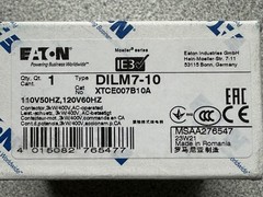 NEW EATON XTCE007B10A Contactor DILM7-10 110Vac 50Hz 120Vac 60Hz Coil 3P 7A