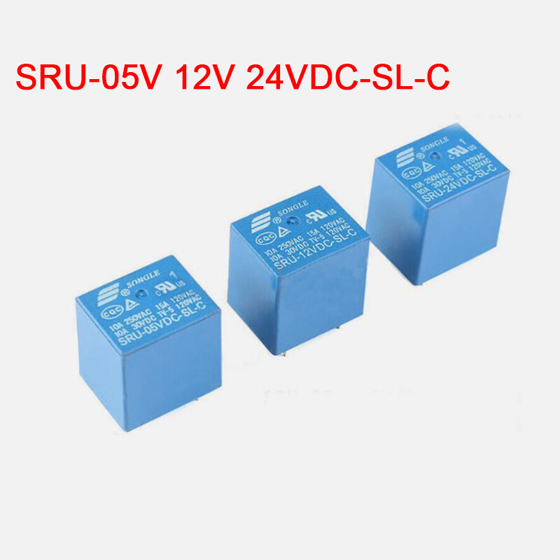 05V 12V 24VDC 10A 22F Mini Power Relays SRD-05V 12V 24VDC-SL-C 5-Pins Blue 4-Pin