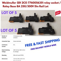 Weidmuller SDI 2CO 7760056351 relay socket / Relay Base 8A 250/300V Din Rail Lot