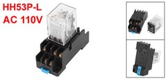 HH53P-L 11Terminal 3PDT DIN Rail Red Light Power Relayw Socket Coil AC110V 35