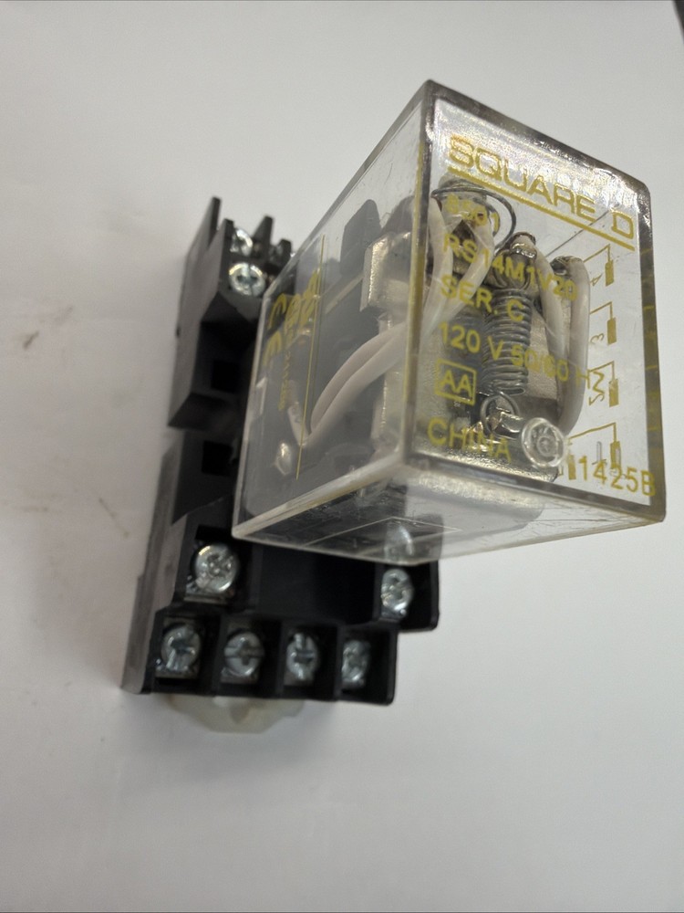 SQUARE D Relay Miniature 8501 RS14M1V20 110/120v Coil 4 N.O. 4 N.C. W-Base