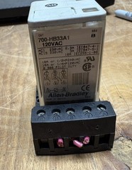 Used Allen-Bradley 700-HB33A1, 120VAC Relay with Socket Base (BF3)