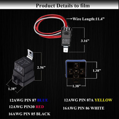 1 Pack 60/80 Amp 5 Pin Heavy Duty 12V Waterproof Relay with Pigtail | 12 AWG