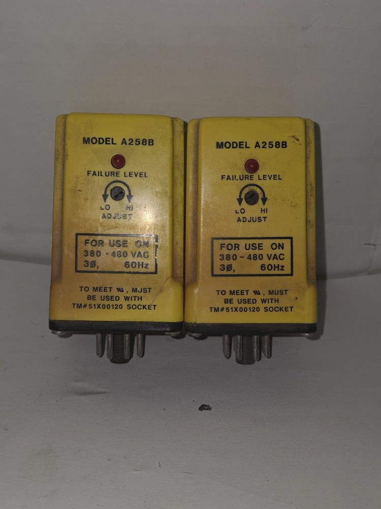 Lot of 2 Time Mark A258B 3 Phase Power Monitor Relay 380-480VAC 60Hz 3Ø Used