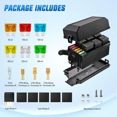 Nilight 12V Fuse Relay Box 6 Relays 6 Slots ATC ATO Blade Fuse Holder 4Pin 5Pin