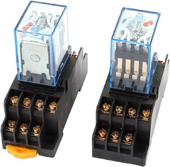 uxcell 2 Pcs AC 110/120V 5A Coil 35mm DIN Rail 4PDT 14Pin Power Relay + Base