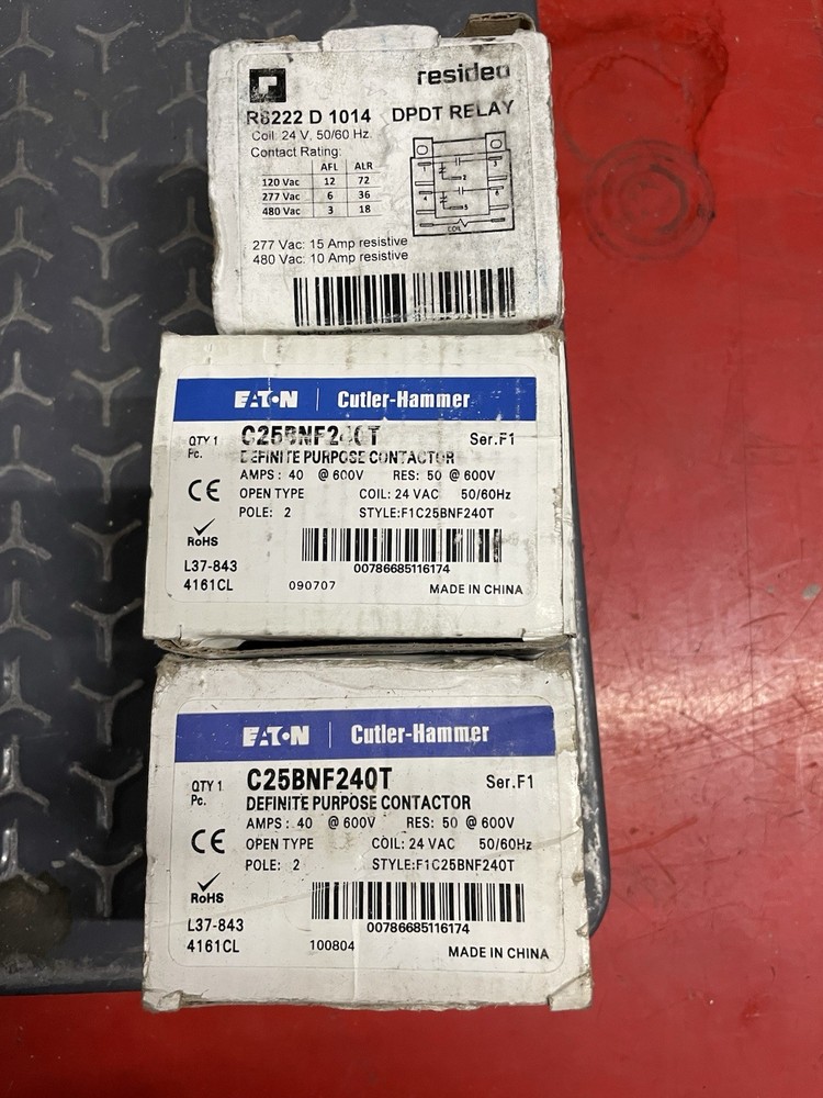 2-Cutler Hammer Contactors 24 Coil Single Phase-1 Resideo General Purpose Relay