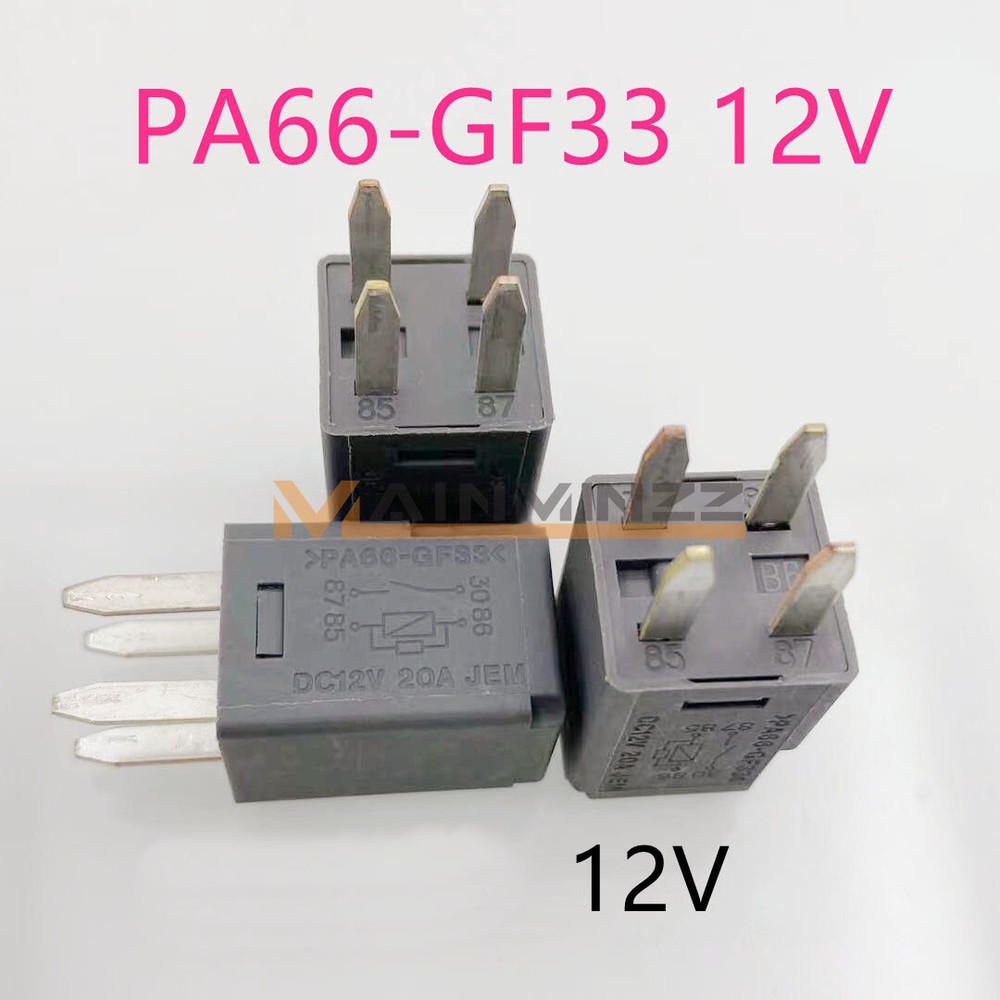 5PC NEW PA66-GF33 DC12V 20A Power Relay for Car 4 Pins PA66-GF33