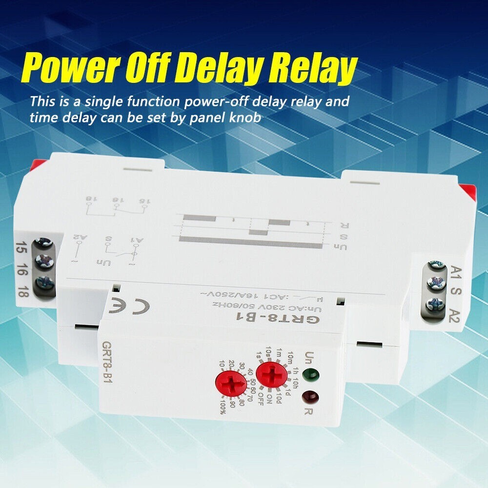 GRT8-B1 Mini Power 220V Delay Time Relay Timer Relay DIN Rail Type AC Off