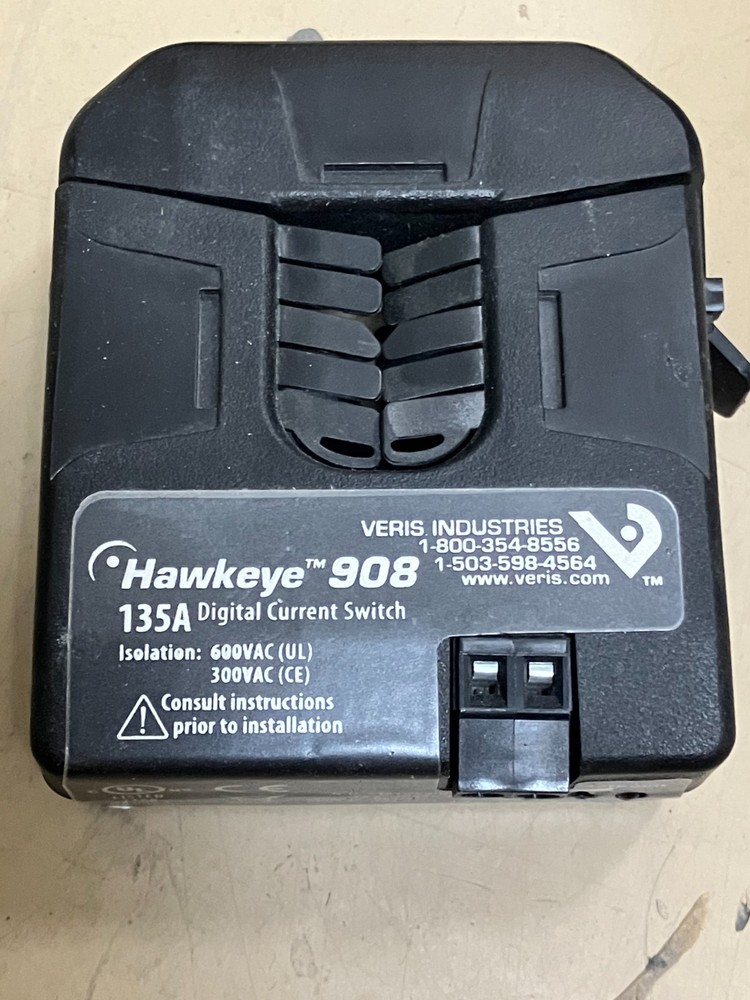 Veris Hawkeye 908 Split Core 135A 600 VAC Digital Current Sensor Switch H908