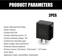 Pack-2 LED Flasher Relay, 12V Speed Adjustable Hazard Warn Flash Relay, Replacem