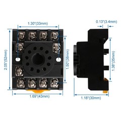 Relay Socket PF113A 11-Pin Octal Base Black 5×4.3×2.6cm – Compatible