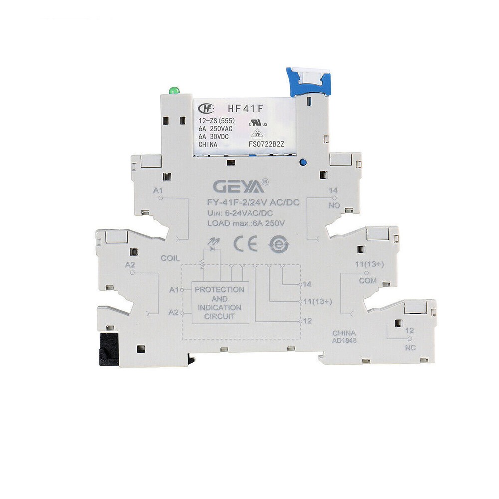 GEYA Slim Relay Module For PLC AC/DC24V Relay module Grey 6A 6.2mm thickness UL