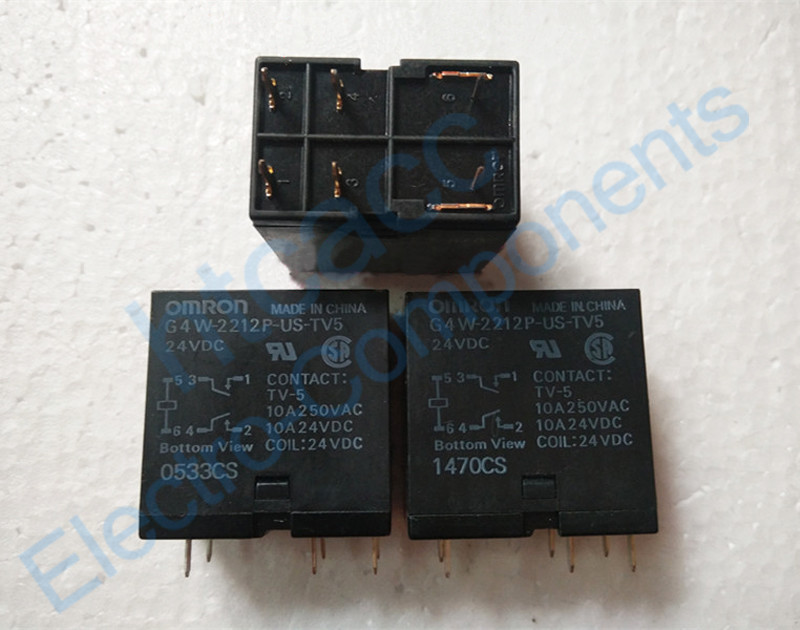 G4W-2212P-US-TV5 24VDC Relay 10A 250VDC 6 Pins New 2PCS