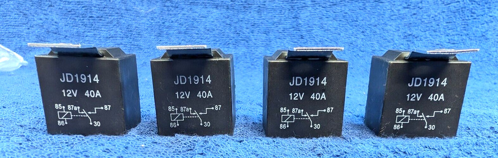 4 PCS Car 12V 40A 5 Pin Relay, JD1914 Waterproof Housing and Alloy Contact Relay
