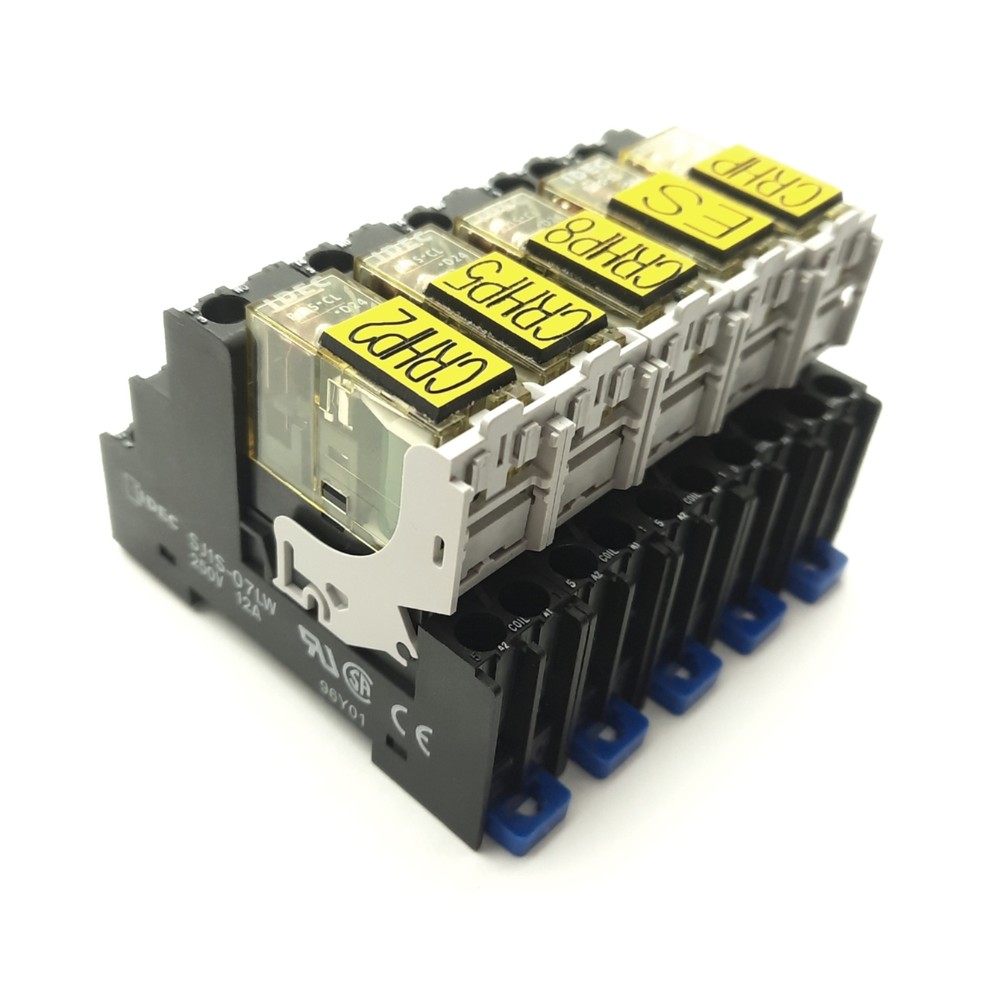 Lot of 5 IDEC RJ1S-CL-D24 Relay & Base, SPDT 12A 250VAC/30VDC, LED, 24VDC Coil