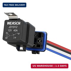 Waterproof Relay Kit, 12V 40A, 4 Pin SPST, Heavy Duty 14 AWG Tinned Copper Wires
