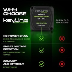Isolator Kit 12V – 140 Amp Voltage Sensitive Relay (VSR) for Dual Battery Setup