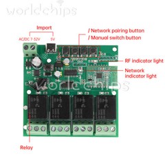 4 Channel Relay Switch Module 433MHZ RF APP Wireless Remote Control For eWeLink