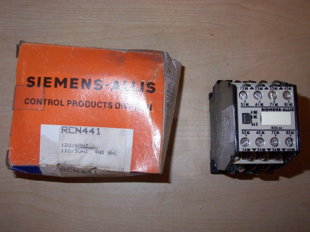 NEW SIEMENS-ALLIS RCN441 CONTROL RELAY 120V 60HZ 110V 50HZ 4 N.O. – 4 N.C.