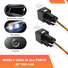 JD1912 Car Relay Harness 2 PCS 12V 40A 4 Pin Relay Sockets with 12&16 AWG Tinne