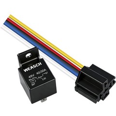 4 Pack 48V 40/30A Car Relay Harness, 5Pin SPDT, 12AWG for Trucks, Vans, Boats