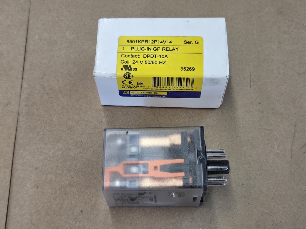 Square D 8501KPR12P14V14 Ice Cube Relay 24VAC Coil DPDT 10A