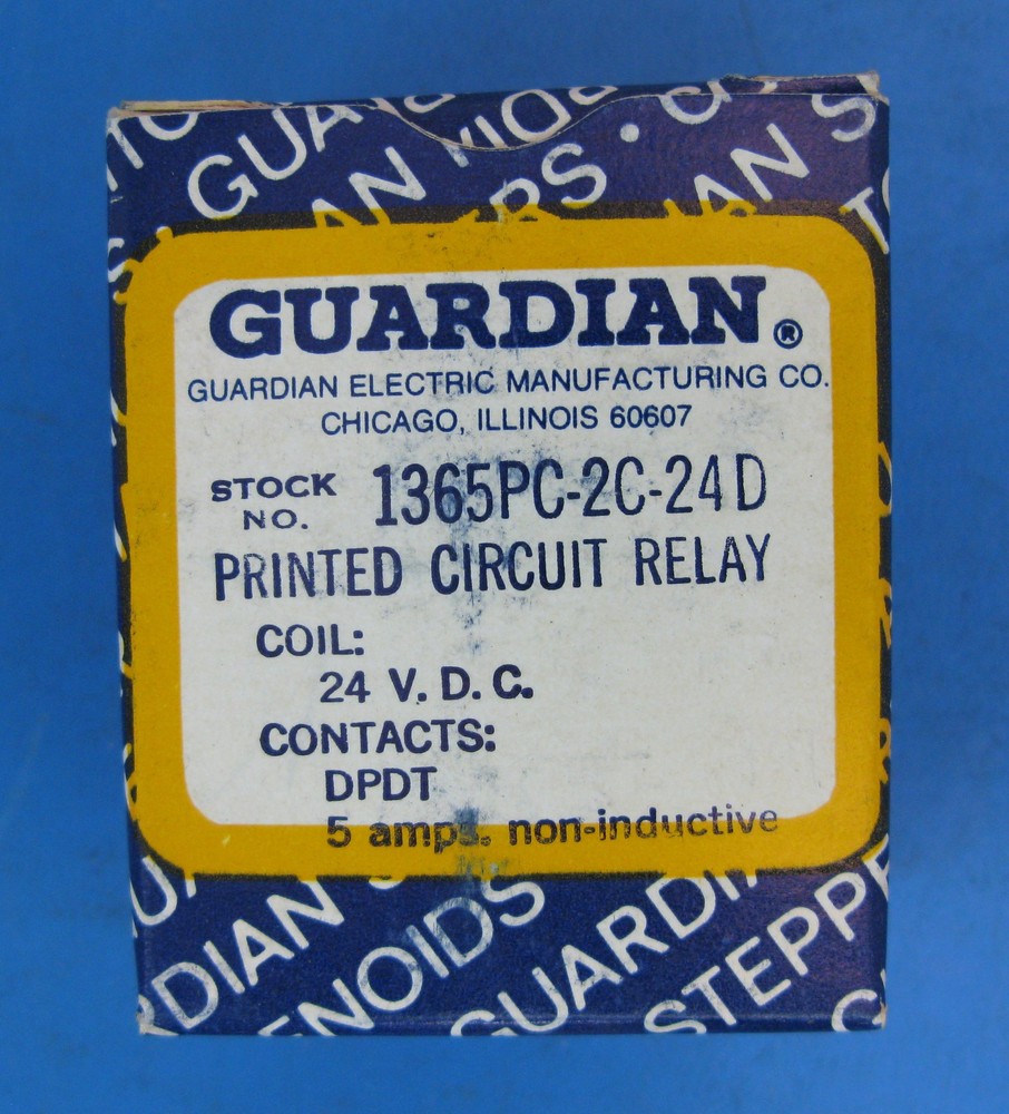 GUARDIAN ELECT Printed Circuit Relay,1365PC-2C-24D, 24VDC, DPDT 1365 series