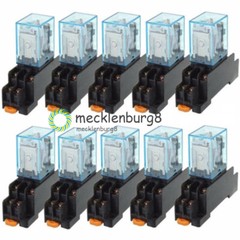 12V DC Coil Power Relay LY2NJ DPDT 8-Pin HH62P JQX-13F With Socket Base