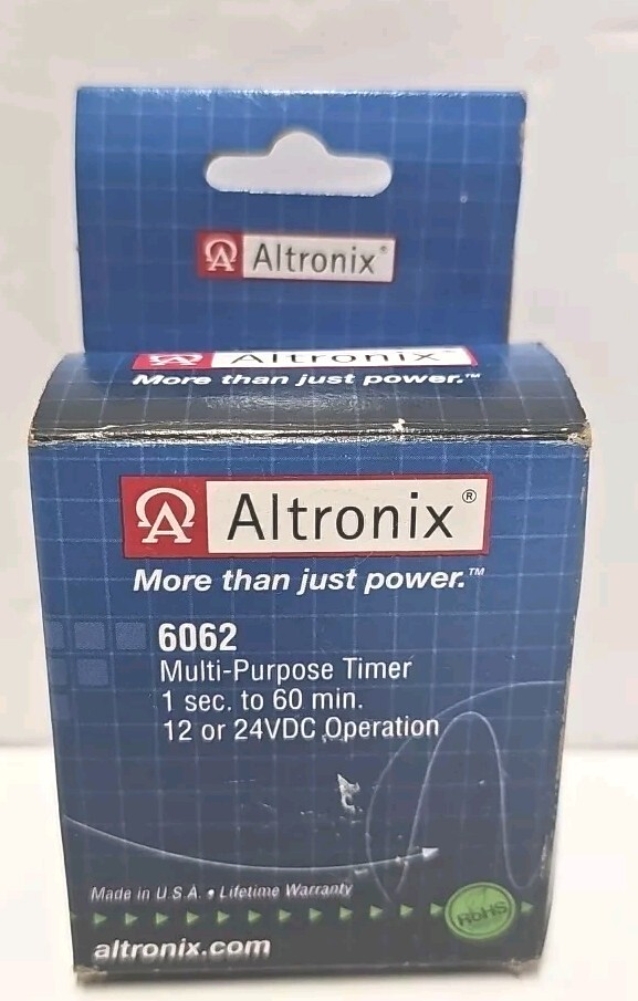 Altronix 6062 Timer, Multi-Purpose, 12/24VDC 1 Second to 60 Minutes Board