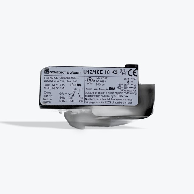 BENEDIKT & JAGER THERMAL OVERLOAD RELAY U12/16E 18 K3